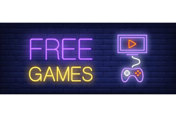 Download Free Games Neon Text with Joystick and M - Joystick Collection
